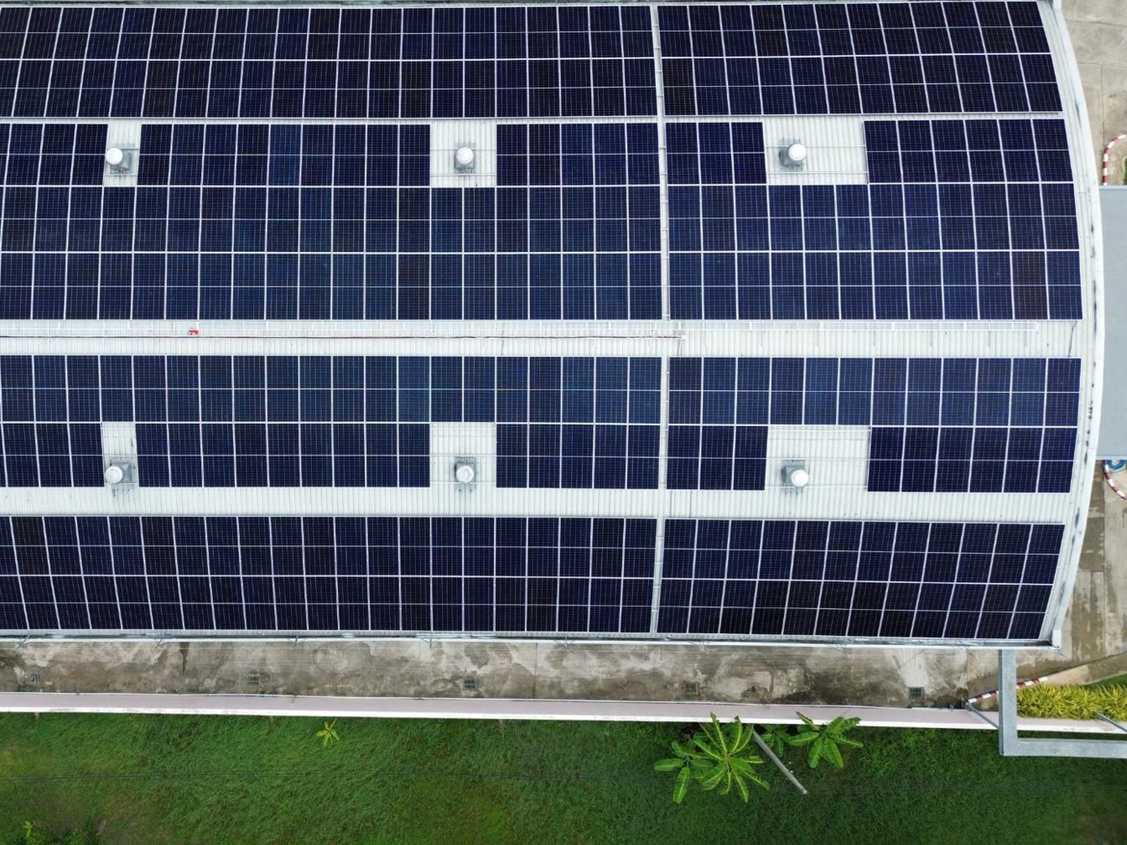 Top-down view of the completed rooftop solar panels